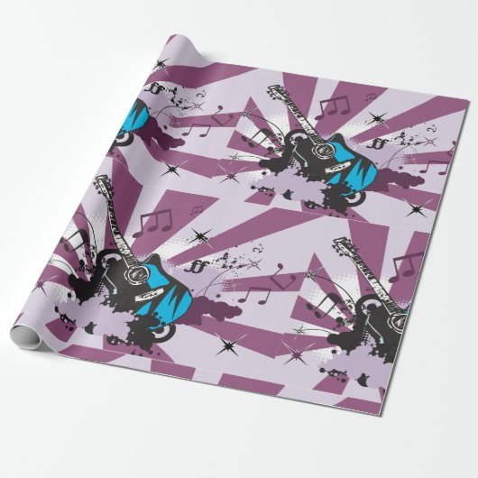 Blue Guitar Geschenkpapier (Ungerollt)