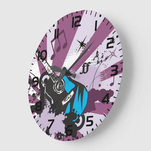 Blue Guitar Große Wanduhr (Winkel)