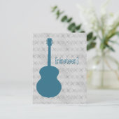 Blue Guitar Grunge Table Postcard Postkarte (Stehend Vorderseite)