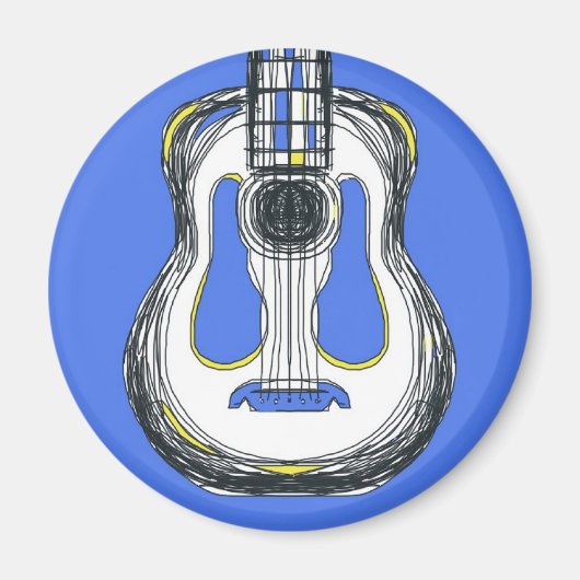 Blue Guitar Monster Face Magnet (Vorne)