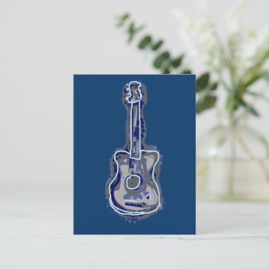 Blue Guitar Music Instrument Postkarte (Stehend Vorderseite)