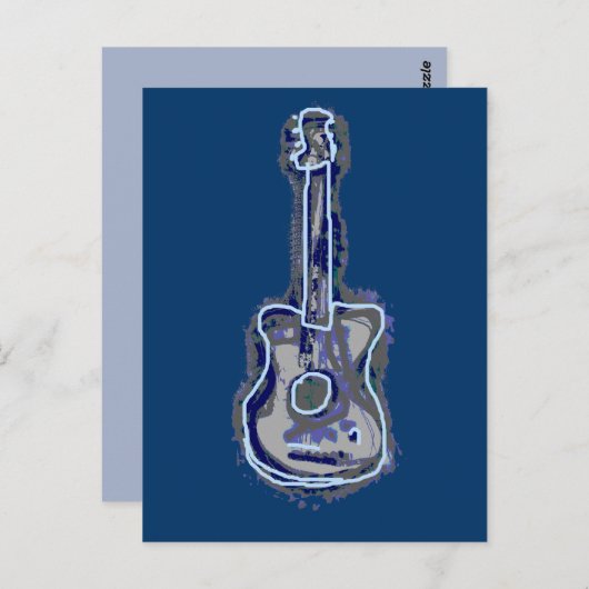 Blue Guitar Music Instrument Postkarte (Vorne/Hinten)