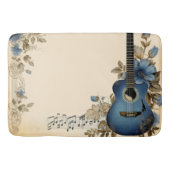 Blue Guitar Musiknotens Blume Badematte (Vorderseite)