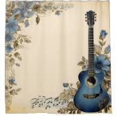 Blue Guitar Musiknotens Blume Duschvorhang (Vorderseite)