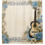 Blue Guitar Musiknotens Blume Duschvorhang (Vorderseite)