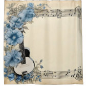 Blue Guitar Musiknotens Blume Duschvorhang (Vorderseite)