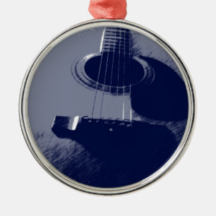 Blue Guitar Ornament Aus Metall