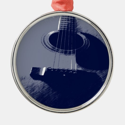 Blue Guitar Ornament Aus Metall (Vorne)
