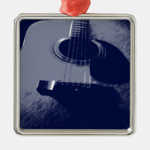 Blue Guitar Ornament Aus Metall