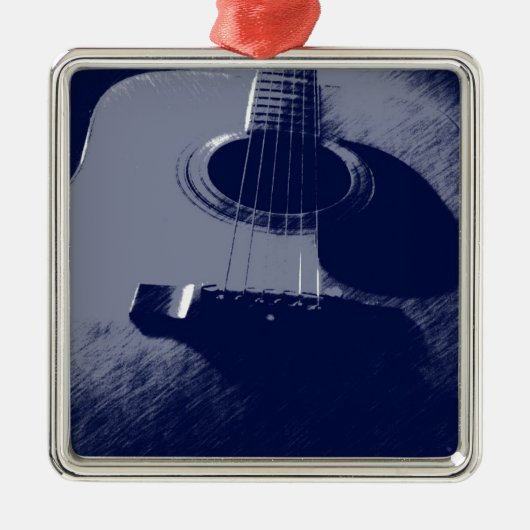 Blue Guitar Ornament Aus Metall (Vorne)
