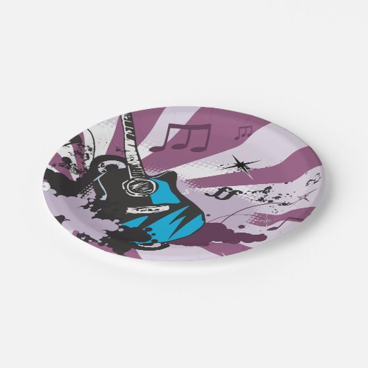 Blue Guitar Pappteller (Schrägansicht)