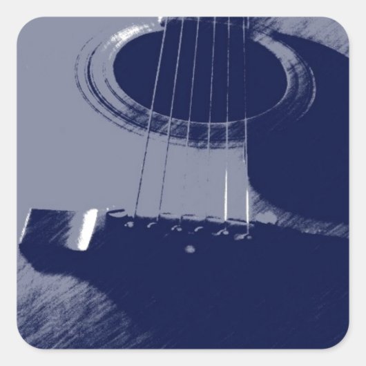 Blue Guitar Quadratischer Aufkleber (Vorderseite)