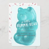 Blue Gummy Bear Boy Baby Dusche Einladung (Vorne/Hinten)