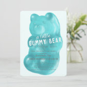 Blue Gummy Bear Boy Baby Dusche Einladung (Stehend Vorderseite)