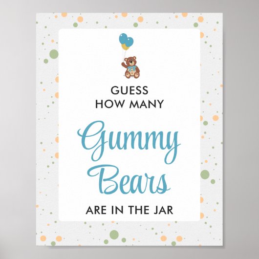 Blue Gummy Bear Guessing Game Boy Baby Shooter Poster (Vorne)