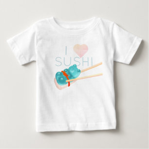 Blue Gummy Bear "I Liebe Sushi" Baby T - Shirt