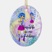 Blue Haar Mode Manga Illustration tanzen Keramik Ornament (Rechts)