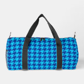 Blue Hahnentrittmuster Kariert Karo Duffle Bag (Rückseite)