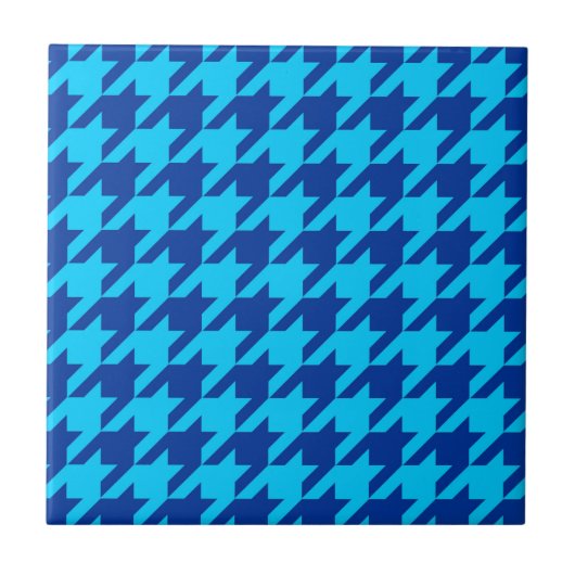 Blue Hahnentrittmuster Kariert Karo Fliese (Vorderseite)