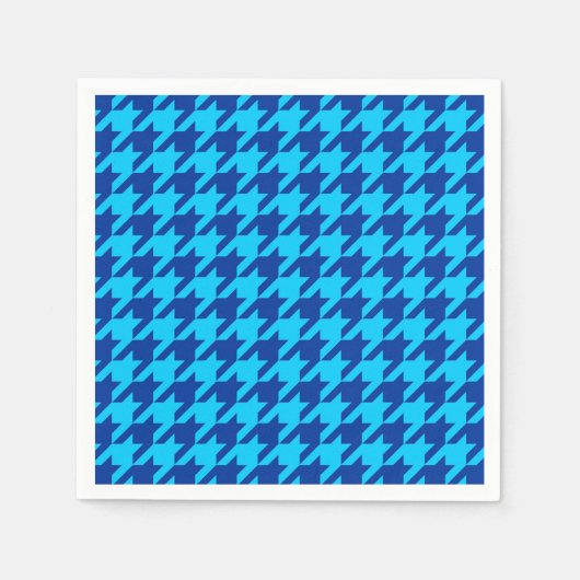 Blue Hahnentrittmuster Kariert Karo Serviette (Vorderseite)