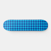 Blue Hahnentrittmuster Kariert Karo Skateboard (Horizontal)