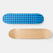 Blue Hahnentrittmuster Kariert Karo Skateboard (Horizontal)