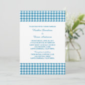 Blue Hahnentrittmuster Wedding Invite Einladung (Stehend Vorderseite)