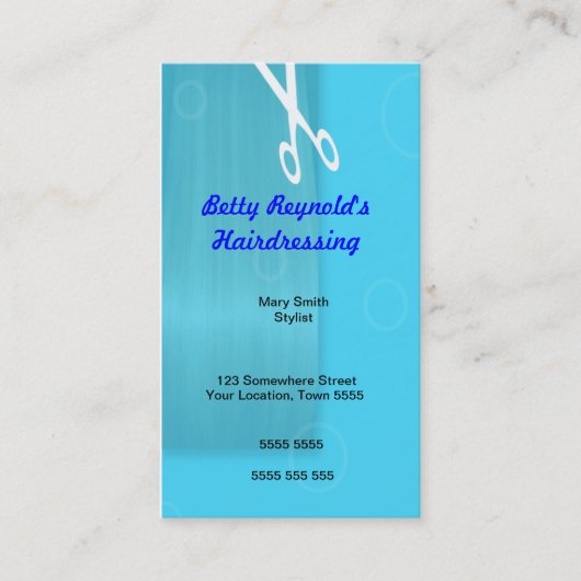 Blue Haidressing Business Card Visitenkarte (Vorderseite)