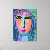 Blue Hair Abstrakt Portrait Stretched Canvas Print Leinwanddruck (Vorderseite)