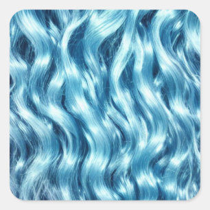 Blue Hair Background Square Aufkleber