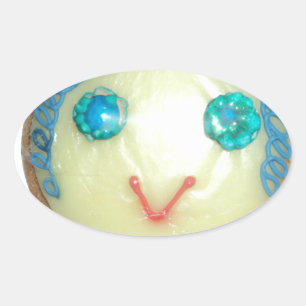 Blue Hair Emoji Art Print/Graphic Ovaler Aufkleber