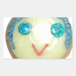 Blue Hair Emoji Art Print/Graphic Rechteckiger Aufkleber