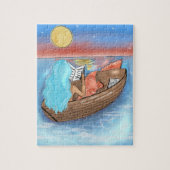 Blue Hair Mermaid Reading auf einem Bootspuzzle Puzzle (Vertikal)