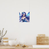 Blue-Haired Tropical Fairy with Emerald Eyes Poster (Küche)