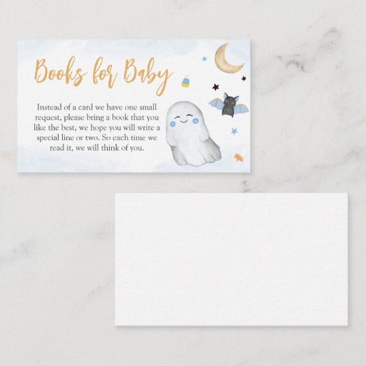 Blue Halloween Baby Shower Books for Baby Begleitkarte (Vorne/Hinten)