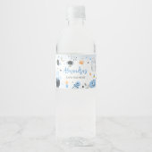 Blue Halloween Baby Shower Wasserflaschenetikett (Vorderseite)