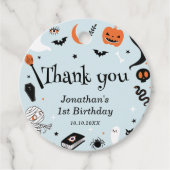 Blue Halloween Boy Birthday Party Geschenkanhänger (Vorderseite)