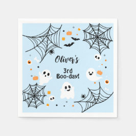Blue Halloween Cute Ghost Boo-Day Party Serviette