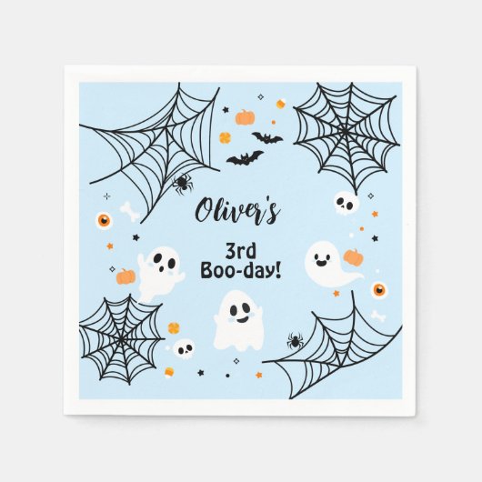 Blue Halloween Cute Ghost Boo-Day Party Serviette (Vorderseite)