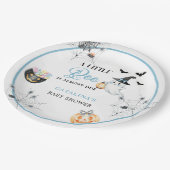 Blue Halloween Ghost Baby Dusche Pappteller (Schrägansicht)