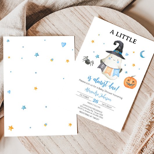 Blue Halloween Ghost Little Boo Baby Dusche Einladung