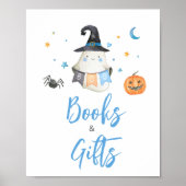 Blue Halloween Ghost Little Boo Bücher und Geschen Poster (Vorne)