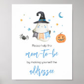 Blue Halloween Ghost Little Boo Envelope Station Poster (Vorne)
