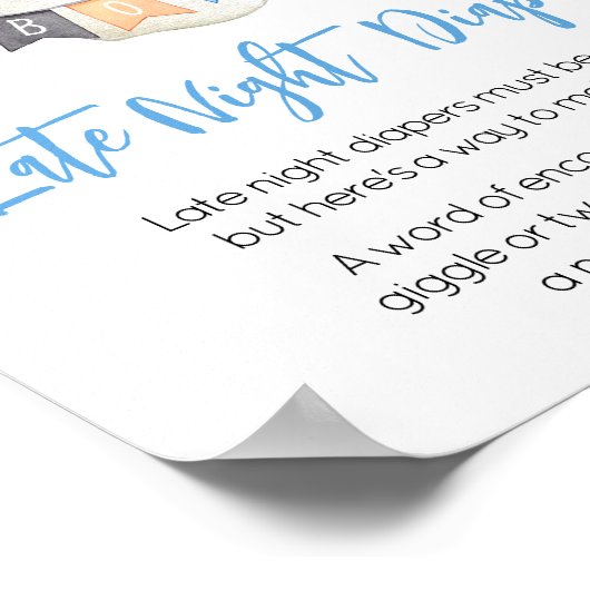 Blue Halloween Ghost Little Boo Spate Night Diaper Poster (Ecke)