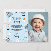 Blue Halloween Ghost Thank You Card Dankeskarte (Vorderseite)