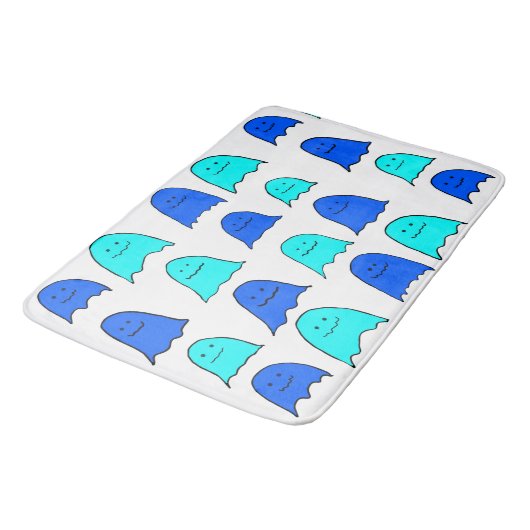 Blue Halloween Ghosts Badematte (Schrägansicht)