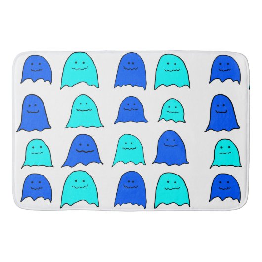 Blue Halloween Ghosts Badematte (Vorderseite)