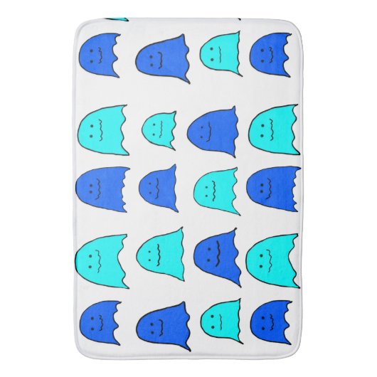 Blue Halloween Ghosts Badematte (Vorderseite Vertikal)