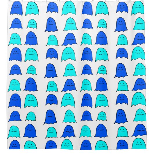 Blue Halloween Ghosts Duschvorhang (Vorderseite)