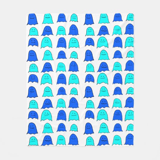 Blue Halloween Ghosts Fleecedecke (Vorderseite)